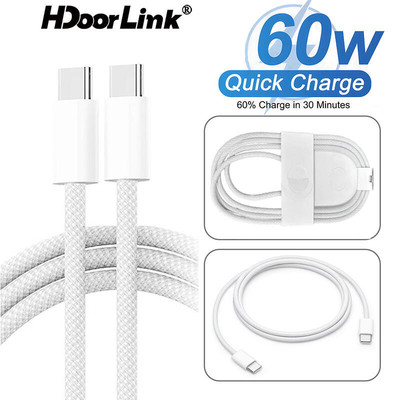 Hdoorlink PD 60W USB-C sang USB C Cáp Sạc Nhanh Loại C Sạc Nhanh Cho Xiaomi Samsung Điện Thoại 15 16