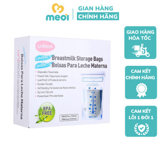 Túi trữ sữa Unimom Compact, Túi bảo quản sữa mẹ an toàn, tiện lợi 210ml Hộp 30 túi/ 60 túi