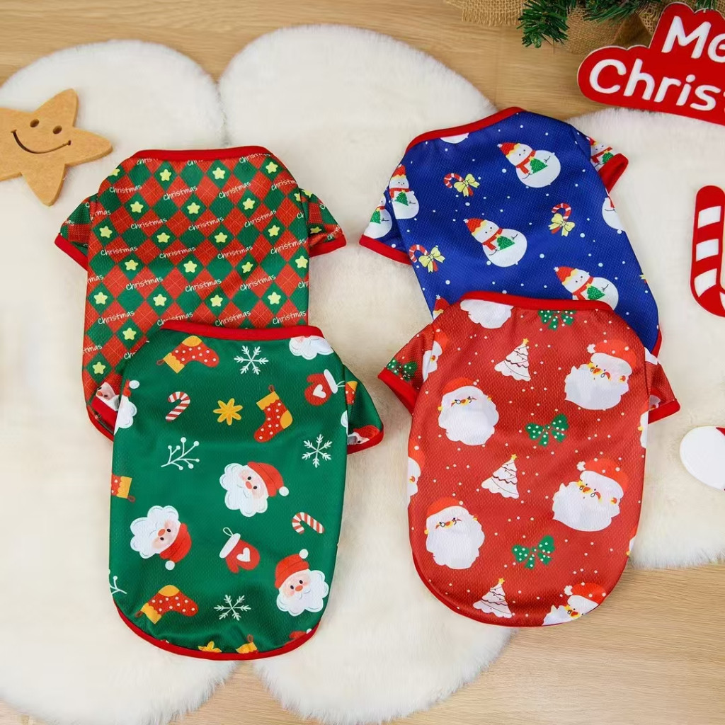 Giáng Sinh Chó Quần Áo Thú Cưng Mèo Áo Thun Năm Mới Chó Con Oufit Ông Già Noel Thú Cưng Trang Phục xmas