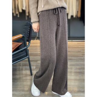 W Mùa Đông Nữ Dày Quần Len Nữ Giữa Mùa Cao Cấp Quần Ống Rộng Rộng Rời Quần Thường Ngày Thẳng-Le