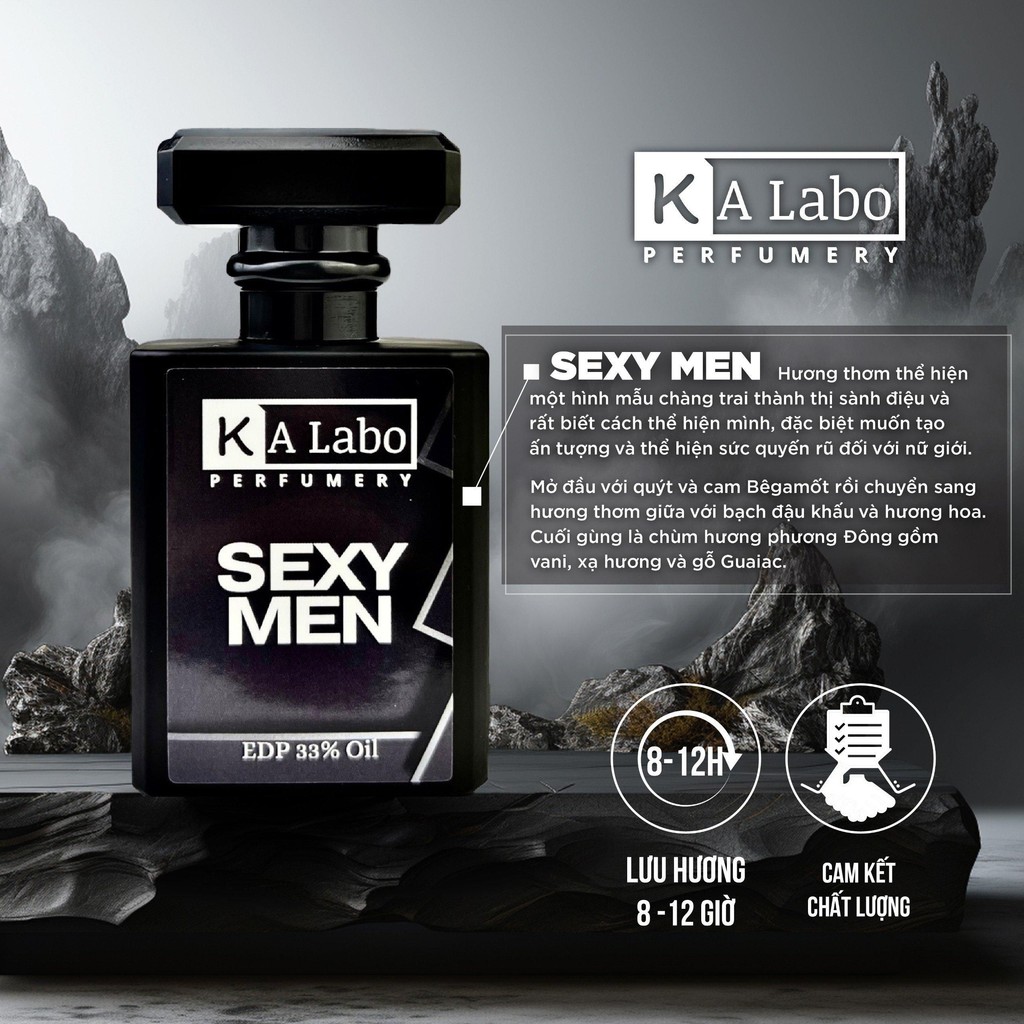 Nước Hoa Nam Hàng Chính Hãng Kalabo Sexy Men Chai 50ml Hương Thơm Tươi Mát Lưu hương 6 đến 8 giờ