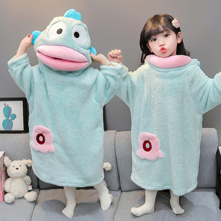 Áo choàng tắm Homewear Nightgown Cartoon Season. 4 Bộ đồ ngủ Flannel lông cừu san hô dày cho trẻ em bé gái