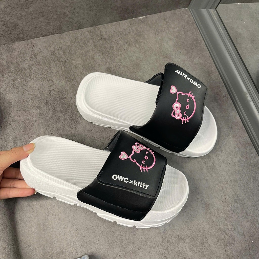 Dép Rabbit x Kitty thêu nổi cute cho nữ đế cao 4cm  DéP Cao Su Slipper Có Quai Đồng