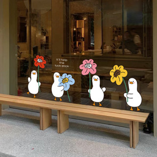  Hoạt Hình Hoạt Hình Vịt Dán Cửa Sổ Cửa Sổ Cửa Kính Dán Tĩnh Điện Dễ Thương Vịt Cửa Sổ Nướng Miếng Dán Cửa Hàng Trung Tâm Mua Sắm Trang Trí Tranh 