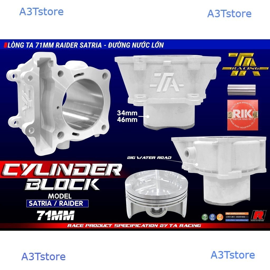 LÒNG KIẾNG PISTON BẠC RAIDER FI GSX150 62 MM / 68 MM / 71 MM TA RACING A3T 5501
