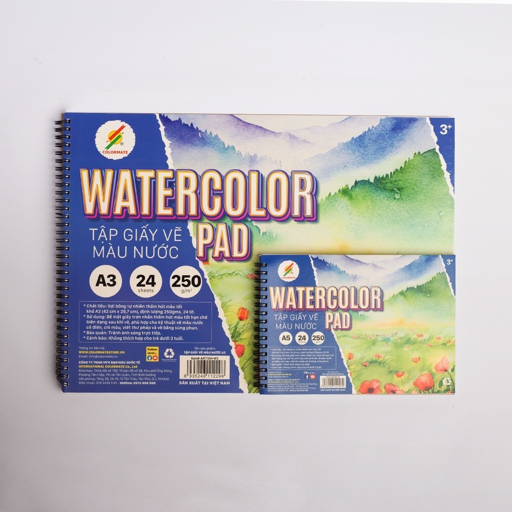 Tập giấy vẽ màu nước cao cấp định lượng 250GSM - Colormate
