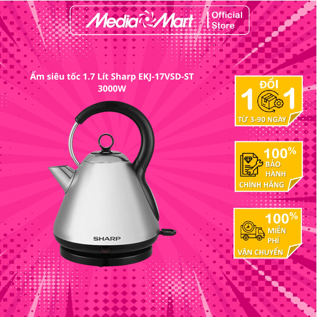Ấm siêu tốc 1.7 Lít Sharp EKJ-17VSD-ST 3000W