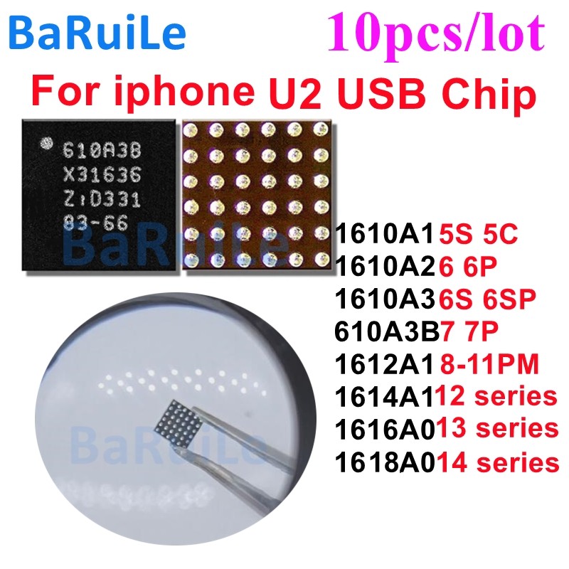 10 Chiếc USB Tristar U2 Sạc IC 1610A1 1610A2 1610A3 610A3B 1612A1 1614A1 1616A0 Cho iphone 11 12 13 