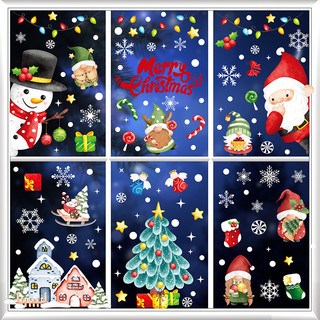 COMBO DECAL NOEL - Hít tĩnh điện - Ông Già Noel Cây Thông Xanh (9 tấm)-SD23013