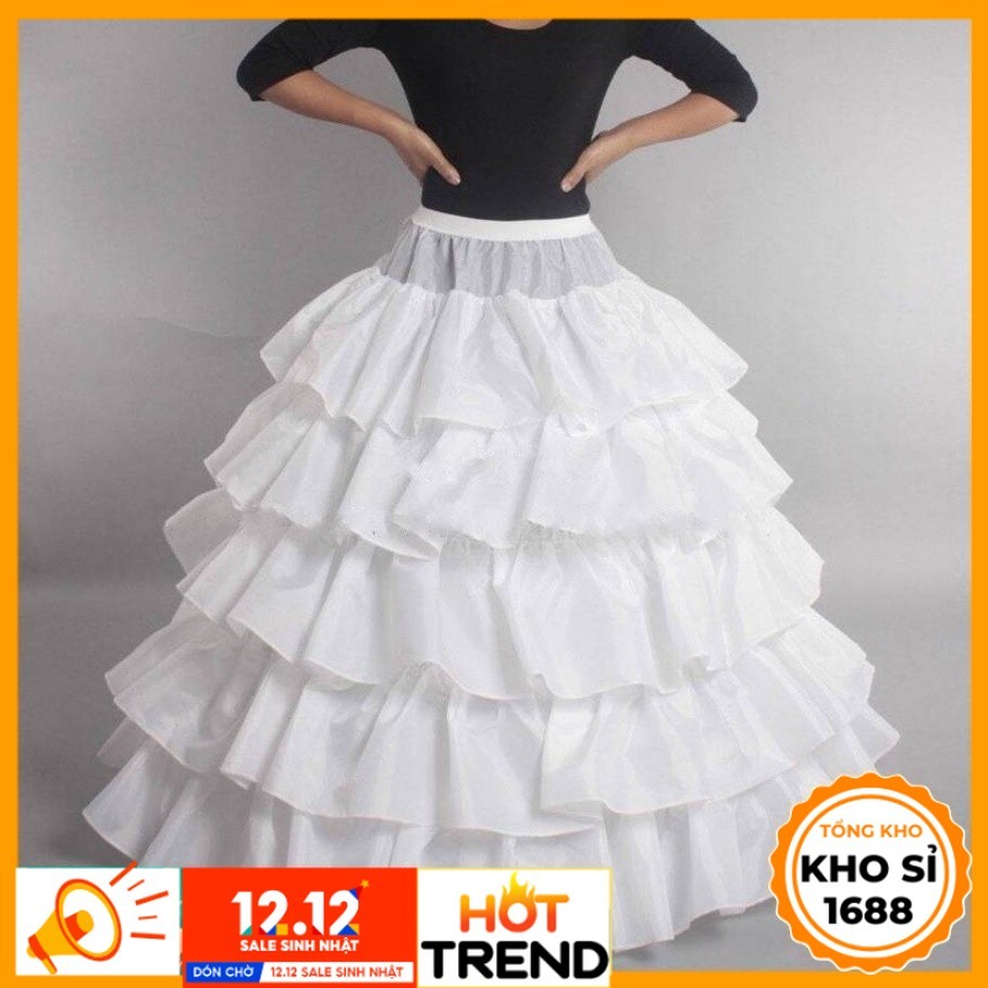 Tùng 4 tầng thép năm lớp vải phi dài đường kính 110cm dùng cho váy cưới E1483