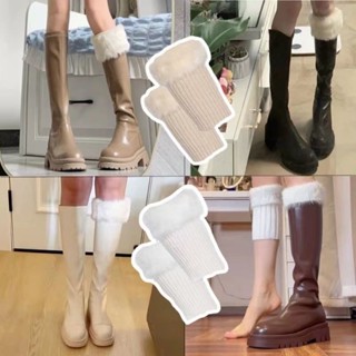 Y2k Nữ Sang Trọng Giày Bốt Bao Thu Đông Giả Lông Ve Áo Giày Ngắn Tất Bao Lưới Phong Cách Người Nổi Tiếng Xu Hướng Cá Tính Tiểu Văn Hóa Ấm Áp Sang Trọng Chân Có Giày Bốt Tuyết