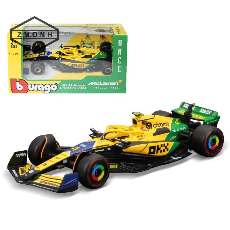 Zmonh Bburago 1: 43 2024 F1 Mclaren Mcl38 Monaco Grand Prix F1 Hợp Kim Thu Nhỏ Diecast Mô Hình Trang