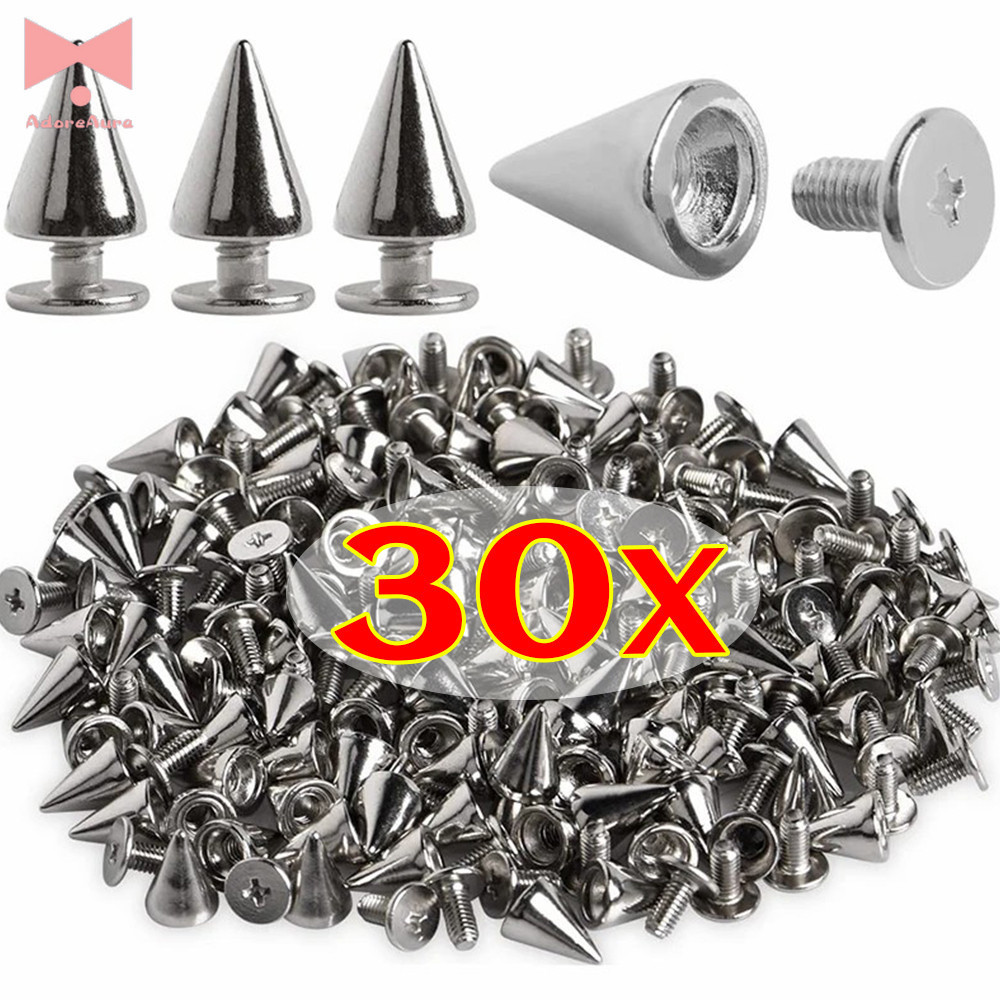 10 / 14 / 20MM Bạc Đinh Kim Loại Cho Áo Khoác / Túi / Trang Trí Giày, 30 Chiếc Punk May Đinh Tán | Đồ dùng thủ công DIY Screwback có mũ đôi