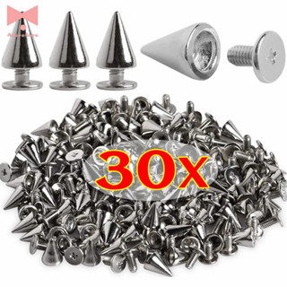 10 / 14 / 20MM Bạc Đinh Kim Loại Cho Áo Khoác / Túi / Trang Trí Giày, 30 Chiếc Punk May Đinh Tán | Đồ dùng thủ công DIY Screwback có mũ đôi