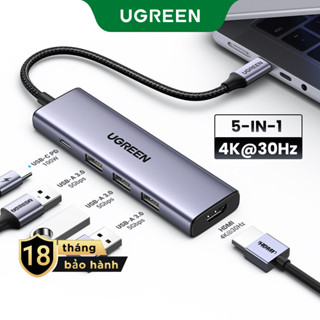 Ugreen USB C HUB Type C sang 4K 30Hz HDMI PD100W USB HUB USB 3.0 Adapter Dock đa chức năng cho Xiaomi Air, DELL Insprion