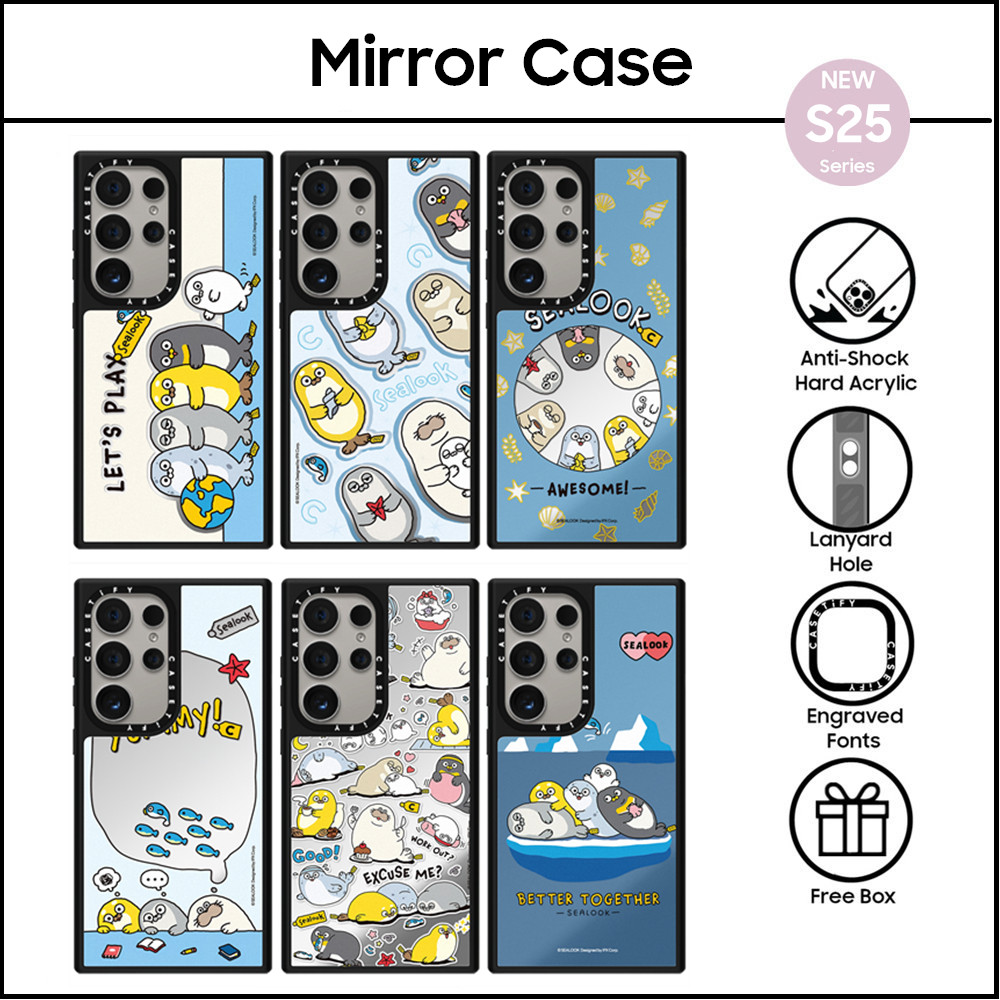 CASETi Dễ Thương SEAL Hoạt Hình SEALOOK Cứng Acrylic Gương Dành Cho Samsung Galaxy S25 S23 S24 Plus 