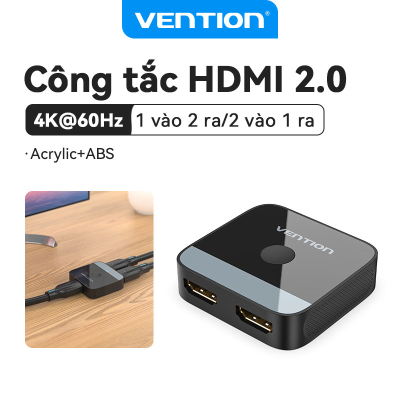Vention Bộ Chia HDMI 2.0 1 Vào 2 Ra 4K@60Hz | Hỗ Trợ HDR & Âm Thanh 3D | Tương Thích Đa Thiết Bị PS5 TV PC Laptop Projector | Thiết Kế Vỏ Hợp Kim Chống Nhiễu Cắm Là Dùng | BigBuy360 - bigbuy360.vn