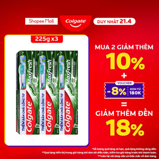 Bộ 3 Kem đánh răng Colgate Maxfresh Bamboo Charcoal 225g/tuýp tặng bàn chải