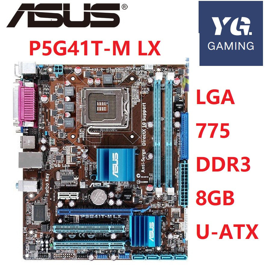 Bo mạch chủ máy tính để bàn Asus P5G41T-M LX Ổ cắm G41 LGA 775 Q8200 Q8300 DDR3 8G u ATX UEFI BIOS B