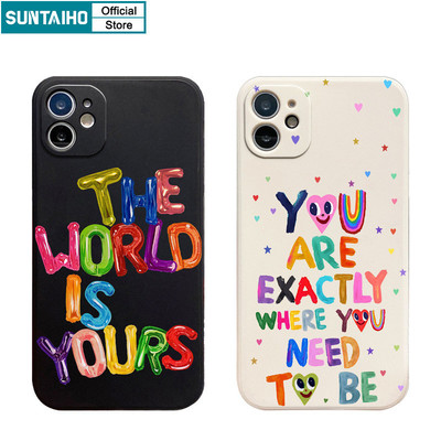 Suntaiho Inspiring Bảng chữ cái đầy màu sắc Vỏ điện thoại sáng tạo Silicon mềm Vỏ chống sốc cao cấp cho iPhone 11 12 13 14 15 16 Pro max IP 7 8 Plus Iphon X Xs XR Xs max
