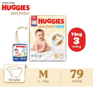 Tã dán Huggies M76 cho bé từ 6-10kg với hai vùng thấm giảm kích ứng da giúp bé yêu luôn khô thoáng và thoải mái