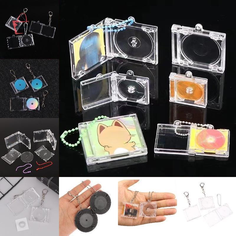 Shngki Trống Album Mini CD Case Móc Khóa CD Player Móc Khóa Cho DIY Ba Lô Mặt Dây Chuyền MNS