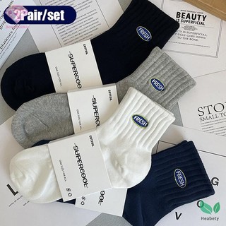 Heabety 2 Đôi Tất Thể Thao Nam Chạy Bộ Thể Thao Cotton Thoáng Khí Thoải Mái Mềm Chữ Tất Giữa Ống Vớ Mới