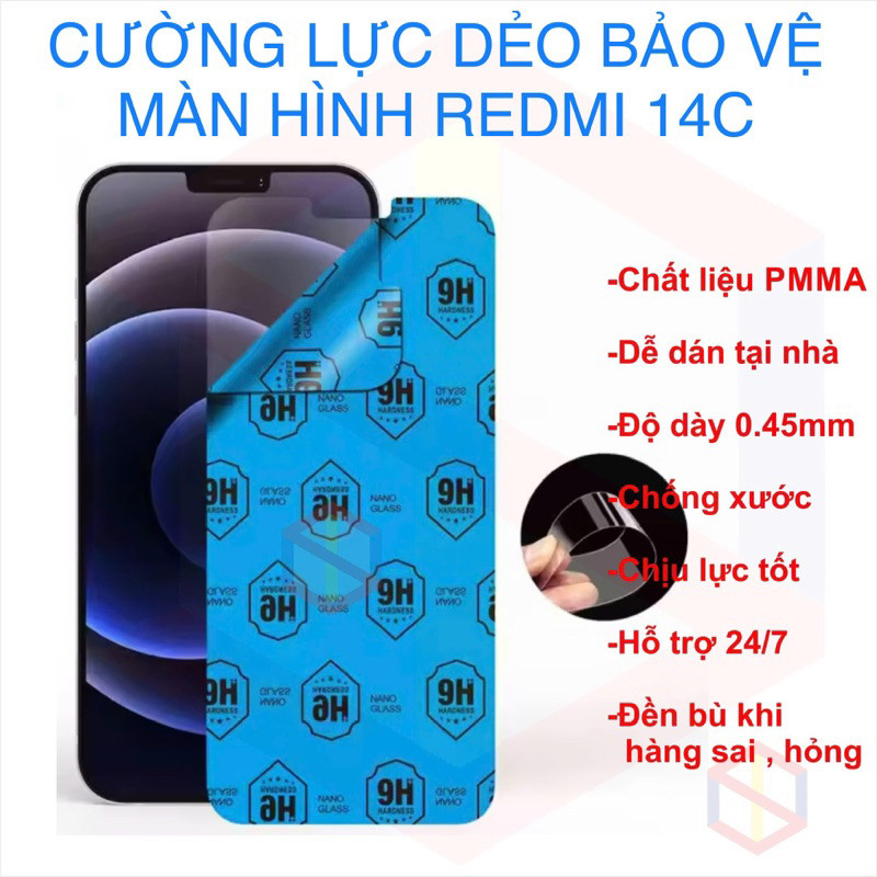 (redmi 14c) Dán cường lực dẻo bảo vệ màn hình redmi 14c xalashop