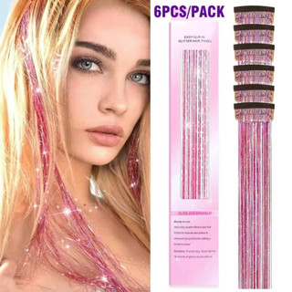 6 Cái / bộ laser Tóc Giả Tóc Nối Dài Với Đuôi Ngựa Tóc Giả Cho Nữ Phụ Kiện Tóc BB Kẹp Màu Miếng Dán Tóc Hộp Màu