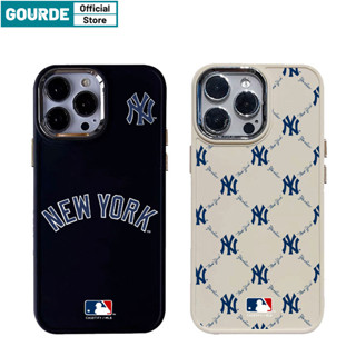  Ốp Lưng iPhone MLB NY Thời Trang Họa Tiết Ốp Điện Thoại mạ viền kim loại Silicon Mềm Cao Cấp Chống Sốc Cho iPhone 16 15 14 12 13 11 Pro Max IP 7 8 Plus Iphon X XS XR XsMax-Gourde Case 