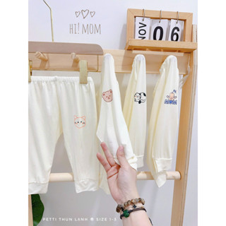  Quần Dài Chục Sơ Sinh Đáp Đũng Chất Petit Mềm Mát Nền Kem Trơn Hình Cho Bé Sơ Sinh Bé Trai Bé Gái 0-9m  3-9kg  Hi Mom 