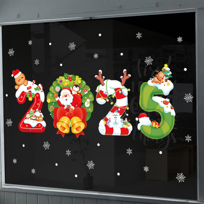 DECAL NOEL 2025 - Số Năm 2025 Ông Già Noel Merrychristmas (Sẵn Keo)-XL6134-2025