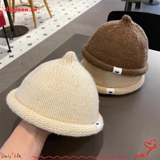 Mũ beanie dệt kim ấm áp DUOJUAN, Mũ dưa mềm cho trẻ em mùa thu đông, Mũ không vành dễ thương thông thường màu trơn cho bé 1-5 tuổi