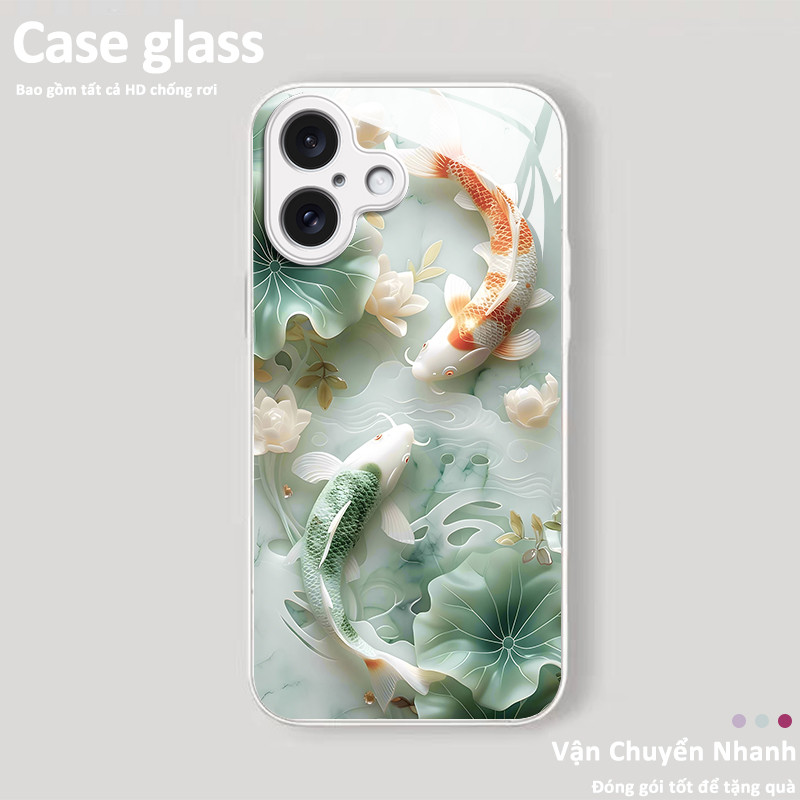 Ốp kính chống rơi Koi Fish Thích hợp cho 16 Pro Max 15 Pro Max 14 Pro Max 12 Pro Max 11 Pro Max 11 1