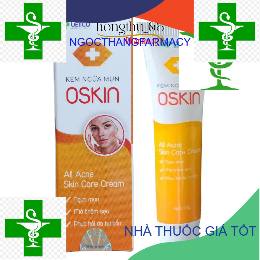 Kem ngừa mụn OSKIN tuýp 15g - Dùng cho người bị nhiều mụn, sẹo thâm do mụn để lại