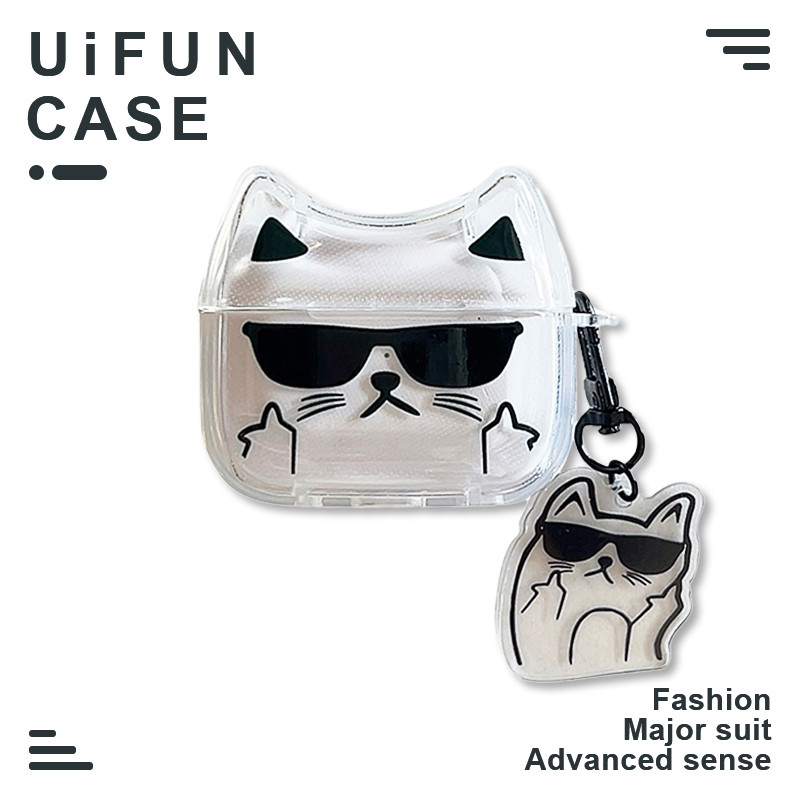 Ốp bảo vệ tai nghe mèo 3D ngộ nghĩnh Tương thích với Airpods 1 2 3 4 Pro Pro Pro2 Airpods3 có mặt dây chuyền Vỏ tai nghe TPU mềm chống sốc