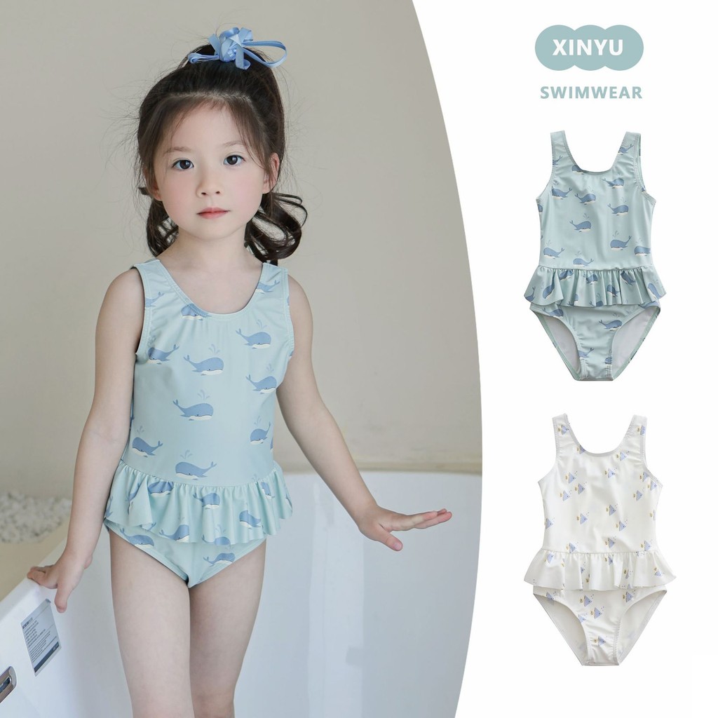 [1-8 Tuổi] Đồ bơi một mảnh ren bé gái mùa hè Đồ bơi khô nhanh cho bé gái Kem chống nắng chống mồ hôi