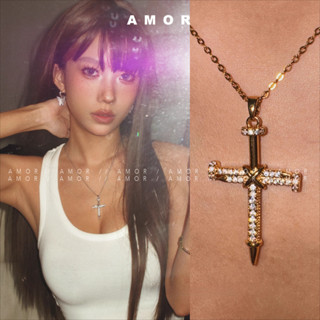 Vòng cổ mặt dây chuyền kim cương bằng thép titan mạ đồng 18K cho nữ