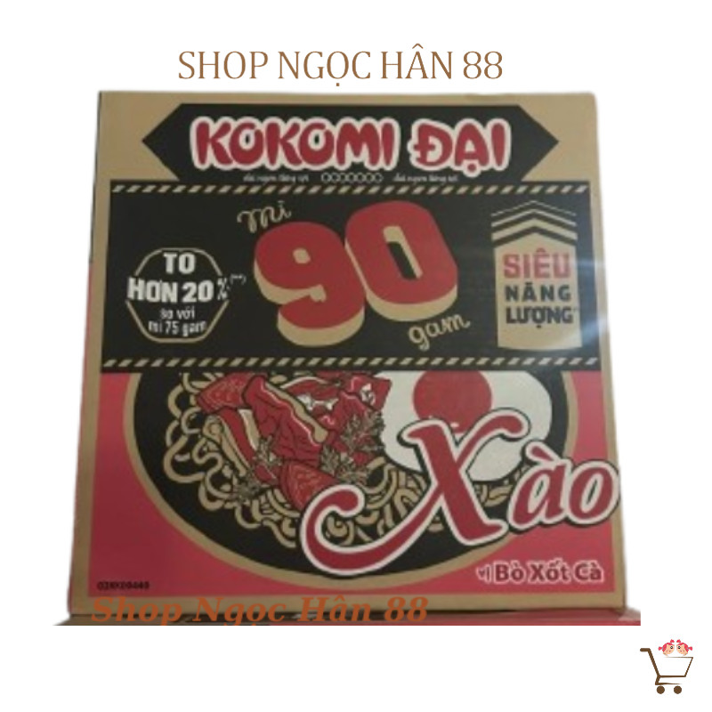 Thùng Mì Kokomi Đại 90 Xào Vị Bò Xốt Cà, Hải Sản Cay Tê (30 gói x 95gr)