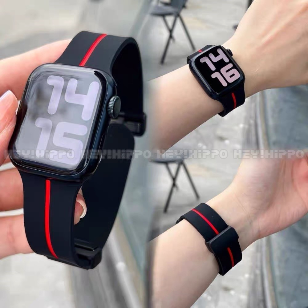 Dây đeo từ tính gấp thích hợp cho dây đeo hai màu silicon 10 / 9 / 8 / 7 / 6 / 5 / SE / 4 / 3 phù hợp cho iwatch 49 / 46 / 45 / 44 / 42 / 41 / 40 / 38mm