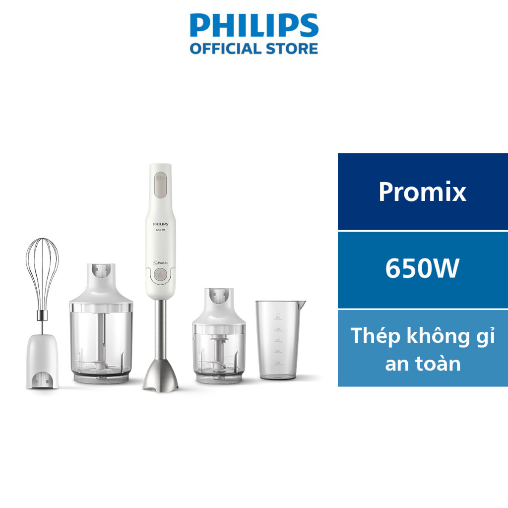 Máy xay cầm tay Promix PHILIPS HR2537/00 - HR2531/00 - HR2534  650W full phụ kiện - Hàng Chính Hãng