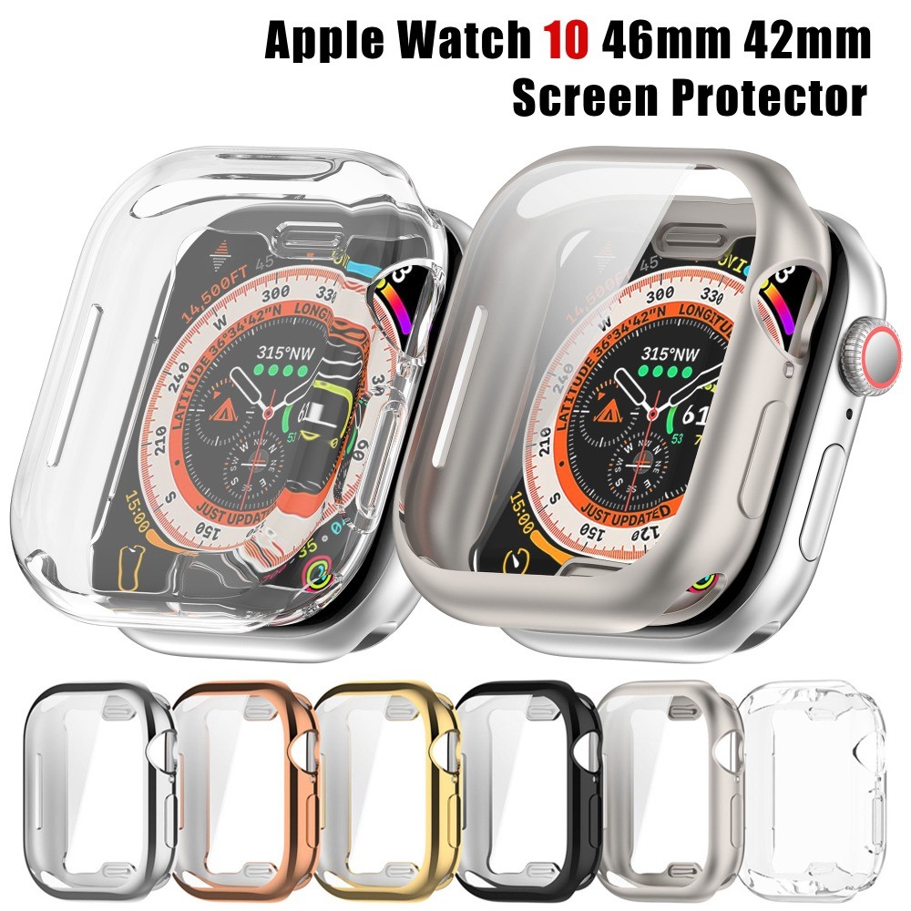 Ốp Lưng Cho Apple Watch 10 42mm 46mm Full Coverage Ốp Lưng Mềm TPU Bảo Vệ Màn Hình iWatch Series 9 8