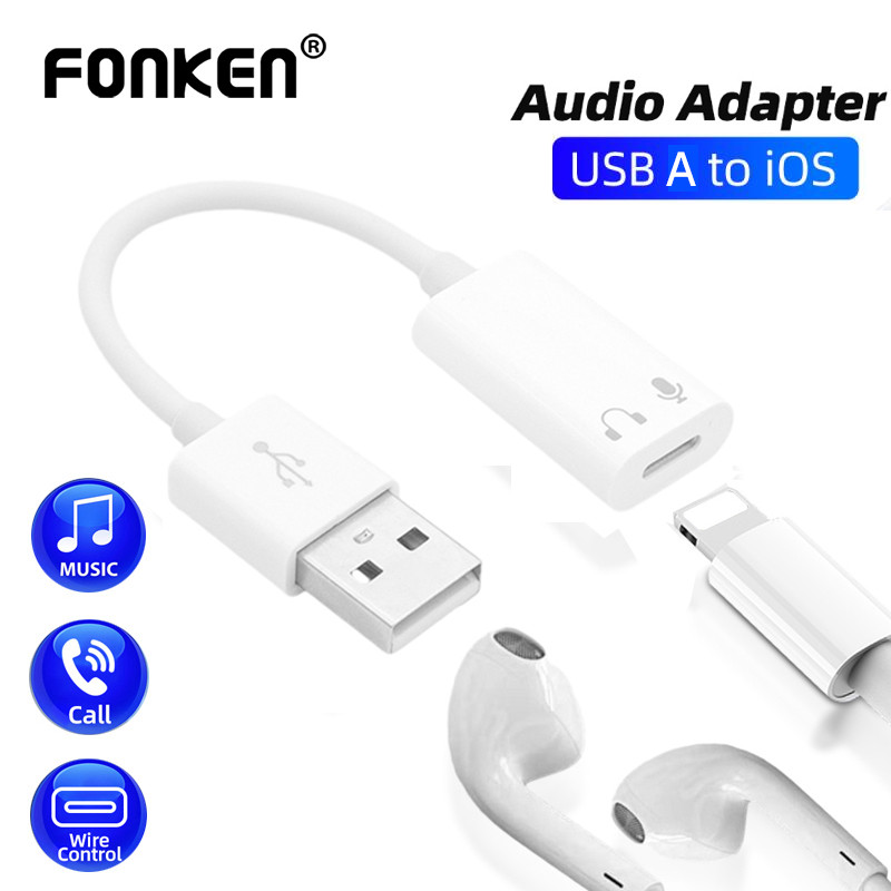 Fonken USB A sang iOS Cáp Chuyển Đổi Âm Thanh USB Nam sang iOS Nữ Tai Nghe Chuyển Đổi Cho Máy Tính M