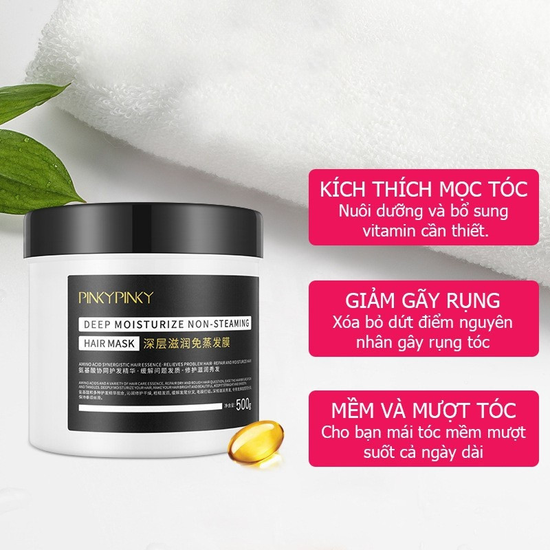 Kem ủ dưỡng kiêm dầu xả tóc collagen chính hãng Pinkypinky 500ml, dầu hấp làm mềm phục hồi tóc hư tổn lưu hương thơm lâu