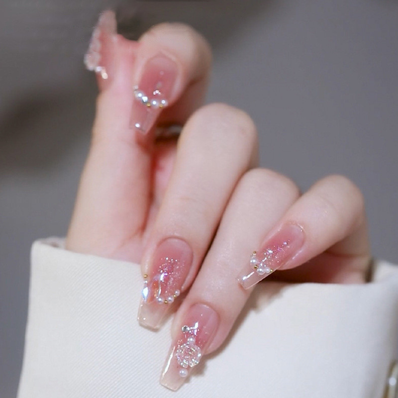 Ảnh 5 của Móng tay giả BEABIAI Nail box kèm keo gắn, dáng ngắn, dài, thiết kế trơn, đính đá sang trọng