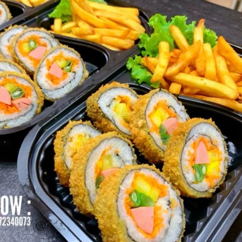 🍱Kimbap (Gymbap) Hộp 500g (5 Thanh To), Sushi Cơm Cuộn Hàn Quốc, Chiên Xù (Hỏa Tốc) 🍘