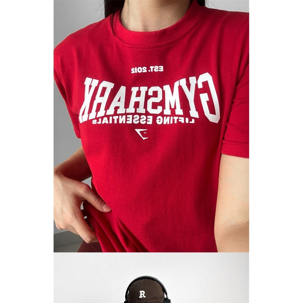 Gymshark Shark Training Hot Girl Áo thun thể thao ngắn tay dáng rộng dành cho nam và nữ