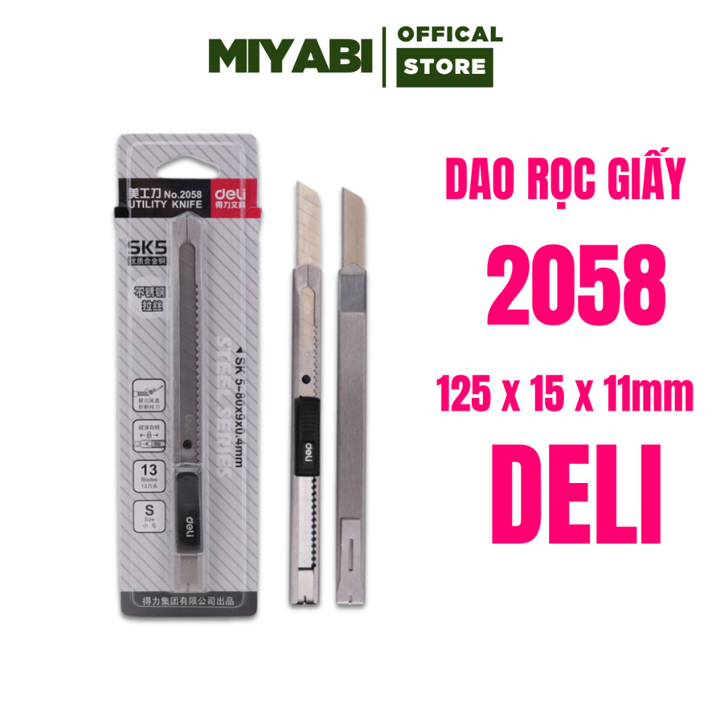Dao rọc giấy mini cute 2058 Deli 80mm - chất liệu lưỡi bằng hợp kim - Dao rọc giấy mini - Trendy Acc