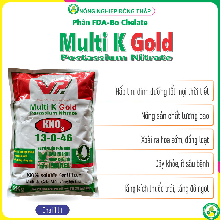 Phân FDA-Bo Chelate Multi K Gold Potassium Nitrate KNO3 13-0-46 (Gói 2kg)
