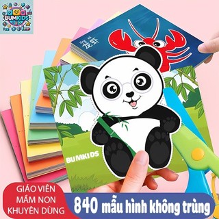   TẶNG KÉO  Combo 240 tờ cắt giấy thủ công cho bé kèm kéo an toàn đồ chơi paper cut giáo dục sớm phát triển vận động 